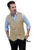 Fashion Men’s Suit Vest Regular Fit Peak Lapel Waistcoat Wedding Xs / Khaki