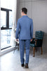 Fashion Men’s 2 Pieces Mens Suit Stand Lapel Flat Tuxedos (Blazer + Pants) Suit