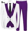 Fashion Men’s Suits Slim Fit 3 Pieces Peak Lapel Tuxedos (White Blazer + Vest + Pant) Xs / Purple