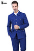 Fashion Men’s 2 Pieces Mens Suit Stand Lapel Flat Tuxedos (Blazer + Pants) Xs / Royal Blue Suit