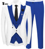 Fashion Men’s Suits Slim Fit 3 Pieces Peak Lapel Tuxedos (White Blazer + Vest + Pant) Xs / Royal