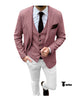 Fashion Men’s 3 Pieces Houndstooth Notch Lapel Tuxedos (Blazer + Vest + Pants) Xs / Red Pieces Suit