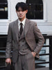 Fashion Men’s 3 Piece Suit Herringbone Tweed Notch Lapel Tuxedos (Blazer + Vest + Pants) Pieces Suit