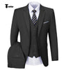 Casual Men’s 3 Pieces Mens Suit Notch Lapel Flat Tuxedos (Blazer + Vest + Pants) Xs / Black