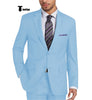 Formal 2 Pieces Mens Suit Flat Notch Lapel Tuxedos For Wedding (Blazer + Pants) Xs / Light Blue