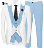 Fashion Men’s Suits Slim Fit 3 Pieces Peak Lapel Tuxedos (White Blazer + Vest + Pant) Xs / Light