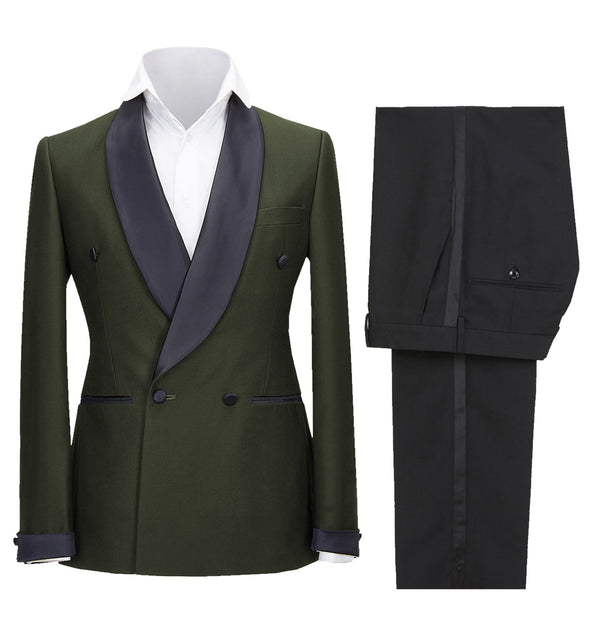 2 Pieces Suit - Fashion Mens Suit Double Breasts Shawl Lapel 2 Pieces (Blazer+Pants)