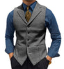 Suit Vest - Fashion Men's Vest Houndstooth Notch Lapel Waistcoat