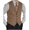 Suit Vest - Vintage Classical Men's Classic Tweed Herringbone Notch Lapel Waistcoat