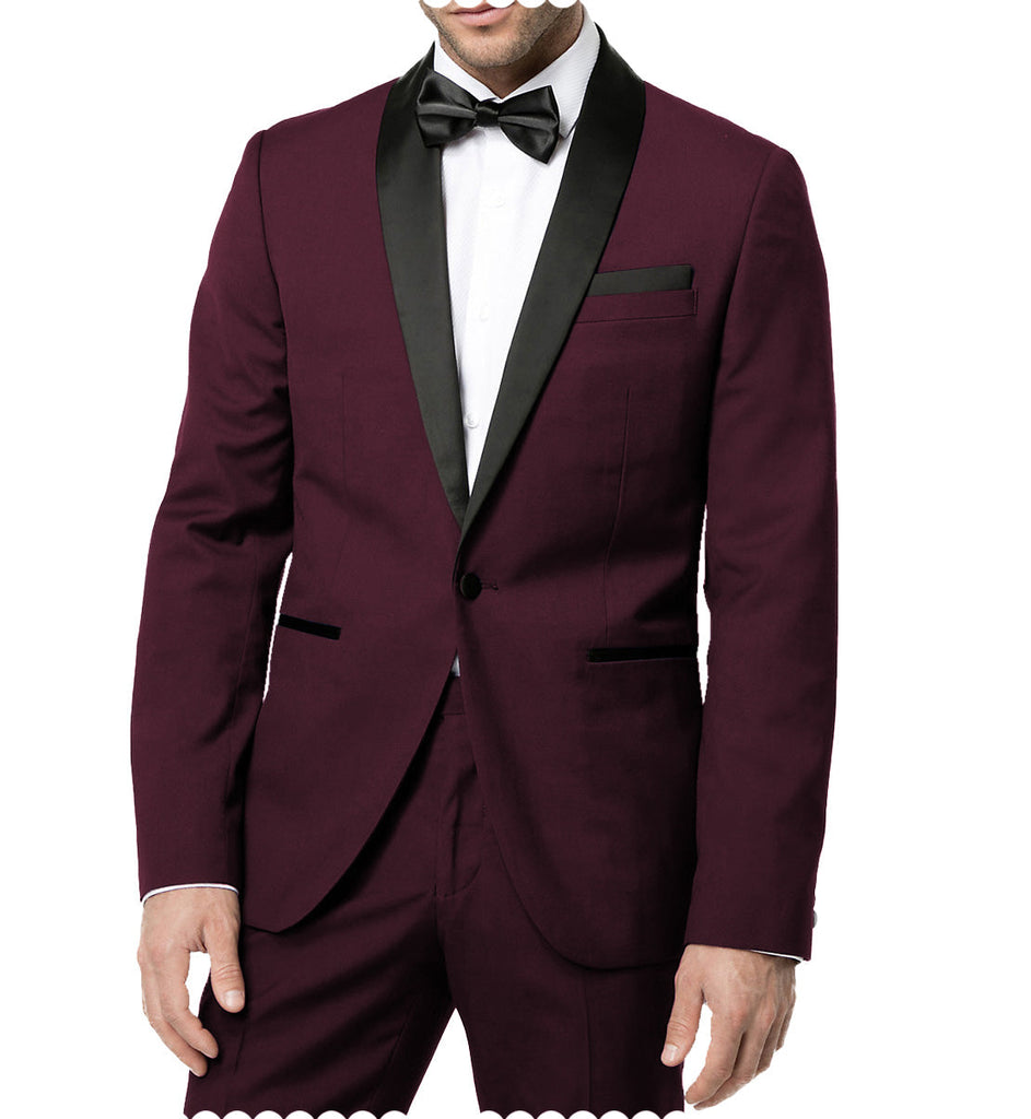 2 Pieces Suit - Fashion 2 Pieces Mens Suit Flat Shawl Lapel Tuxedos For Wedding (Blazer+Pants）