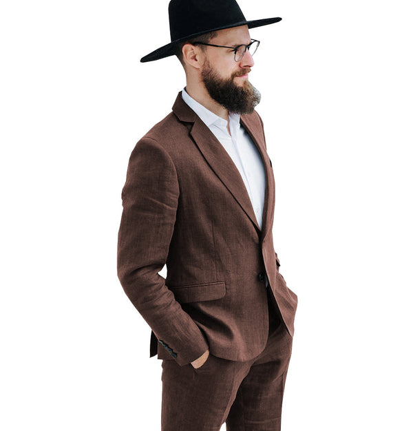 2 Pieces Suit - Men's 2 Pieces Mens Suit Notch Lapel Linen For Wedding (Blazer+Pants)