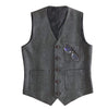 Suit Vest - Fashion Men's Slim Fit Tweed Herringbone V Neck Waistcoat