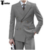 2 Pieces Suit - Formal 2 Pieces Mens Suit Flat Peak Lapel Double Breasted Tuxedos For Wedding (Blazer+Pants)