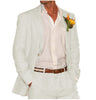 2 Pieces Suit - Men's 2 Pieces Mens Suit Notch Lapel Linen For Wedding (Blazer+Pants)