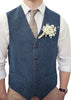 Suit Vest - Vintage Classical Mens Regular Fit Tweed Herringbone V Neck Waistcoat