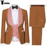 3 Pieces Suit - Fashion Men's Suit Printed 3 Pieces Shawl Lapel Tuxedo For Prom (Blazer+vest+Pants)