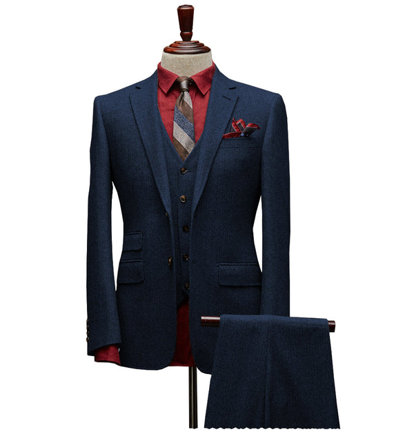 3 Pieces Suit - Vintage Classical Men's 3 Pieces Suit Tweed Notch Lapel Tuxedos (Blazer+vest+Pants)