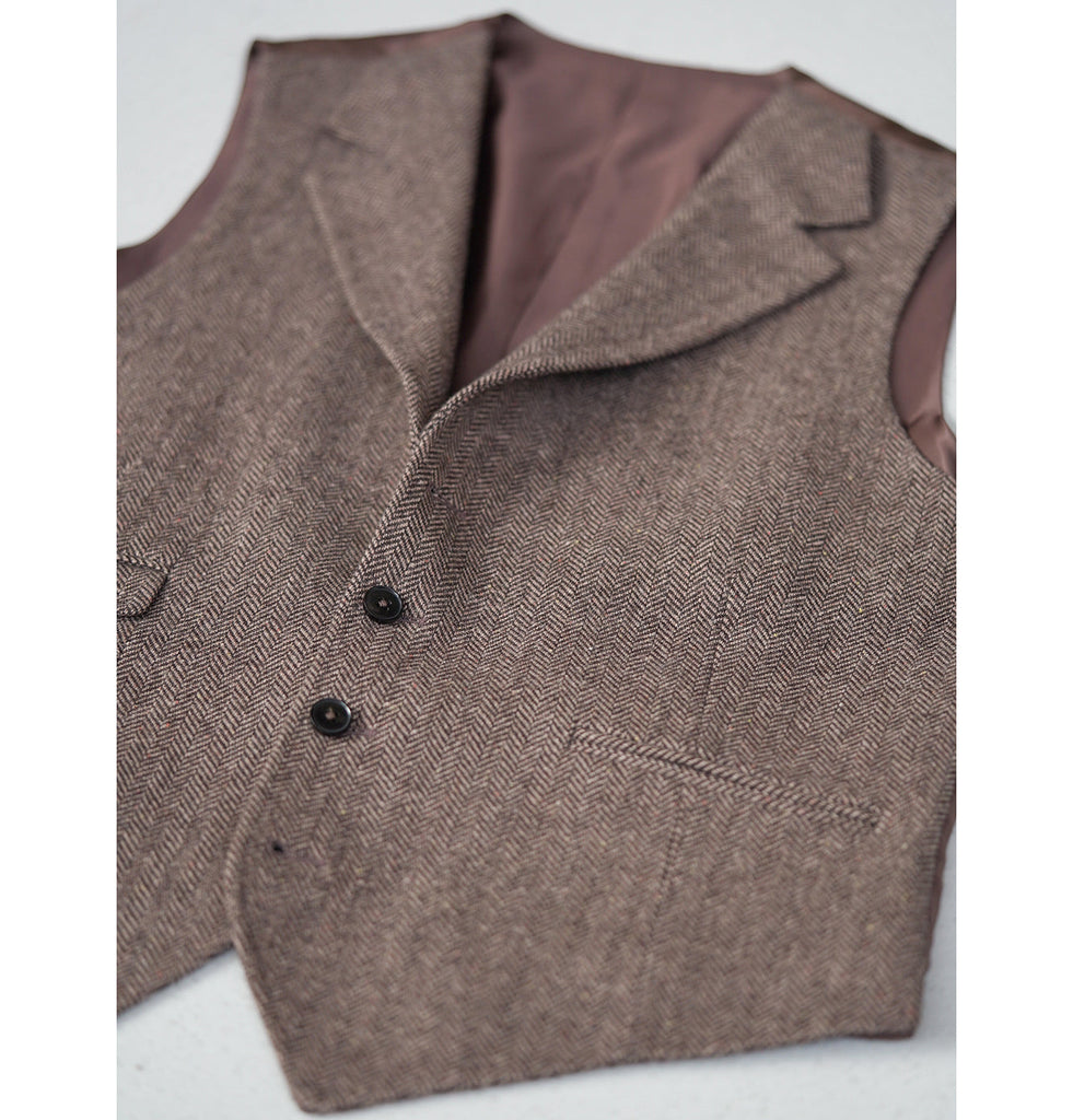 Suit Vest - Vintage Classical Men's Classic Tweed Herringbone Notch Lapel Waistcoat