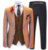 3 Pieces Suit - Fashion Men's 3 Pieces Houndstooth Notch Lapel Tuxedos (Blazer+vest+Pants)