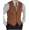 Suit Vest - Vintage Classical Men's Classic Tweed Herringbone Notch Lapel Waistcoat