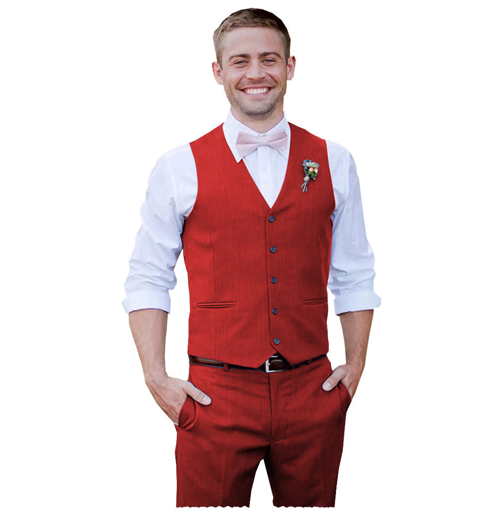 2 Pieces Suit - Fashion 2 Pieces Mens Suit Flat V Neck Suit For Wedding (Vest + Pants)