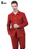 Fashion Men’s 2 Pieces Mens Suit Stand Lapel Flat Tuxedos (Blazer + Pants) Xs / Red Suit