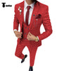 3 Pieces Suit - Formal Mens Suit 3 Pieces Plaid Peak Lapel Tuxedos (Blazer+Vest+Pants)