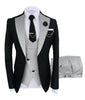 3 Pieces Suit - Fashion Men's Suits Slim Fit 3 Pieces Notch Lapel Tuxedos (White Blazer+Vest+ Pant)