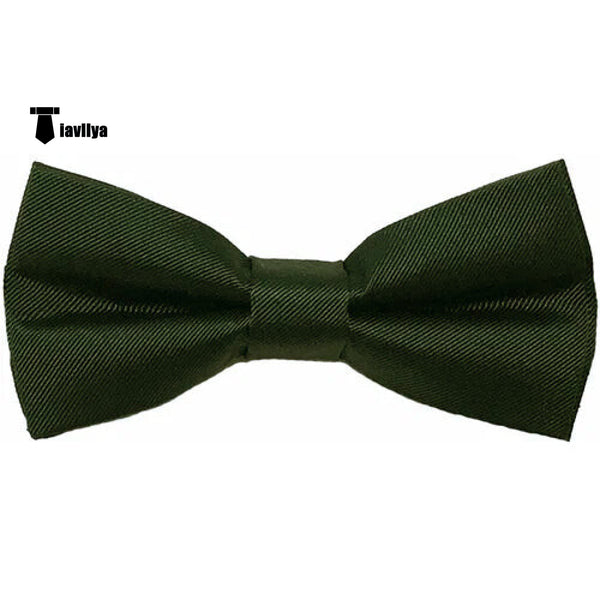 Men’s Modern Fit Classic Solid Color Bow Tie Army Green Accessories