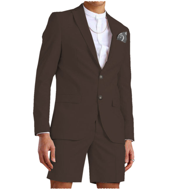 2 Pieces Suit - Fashion 2 Pieces Mens Suit Flat Notch Lapel Tuxedos For Wedding (Blazer+Shorts)