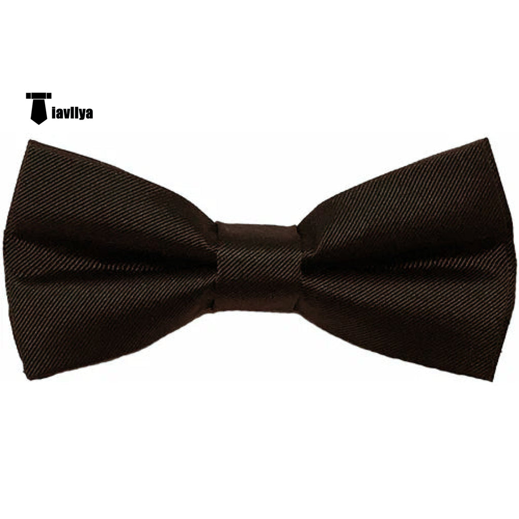 Men’s Modern Fit Classic Solid Color Bow Tie Coffee Accessories