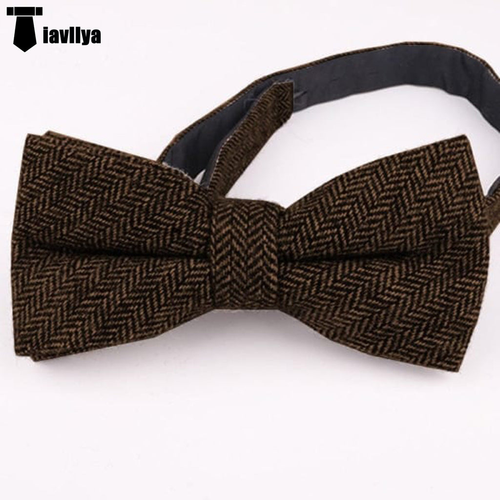 Formal Men’s Classic Design Herringbone Bow Tie Coffee Accessories