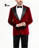 Stylish Men’s Suit 2 Pieces Velvet Peak Lapel Tuxedo For Party (Blazer + Black Pants) Xs / Dark