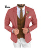 Fashion Men’s 3 Pieces Houndstooth Notch Lapel Tuxedos (Blazer + Vest + Pants) Xs / Red Pieces Suit