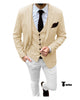 Fashion Men’s 3 Pieces Houndstooth Notch Lapel Tuxedos (Blazer + Vest + Pants) Xs / Champagne