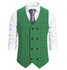 Suit Vest - Fashion Mens Suit Vest Plaid Double Breasted Peak Lapel