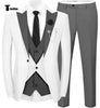 Fashion Men’s Suits Slim Fit 3 Pieces Peak Lapel Tuxedos (White Blazer + Vest + Pant) Xs / Grey