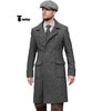 Vintage Trench Coat Men Double Breasted Notch Collar Herringbone Tweed Slim Fit Winter Wedding Xs /