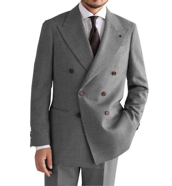 2 Pieces Suit - Vintage Classical Men's 2 Piece Suit Herringbone Tweed Peak Lapel Tuxedos (Blazer+Pants)