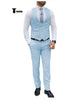 Double Breasted Formal 2 Pieces Mens Suit For Wedding(Vest + Pants) Xs / Light Blue Suit