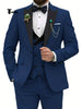 Fashion Men’s 3 Pieces Classic Flat Peak Lapel Tuxedos For Wedding (Blazer + Vest + Pants) Xs /