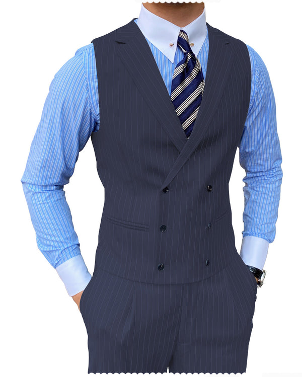 2 Pieces Suit - Formal Men's 2 Pieces Slim Fit Striped Notch Lapel Tuxedos (Vest+Pants)