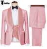 3 Pieces Suit - Fashion Men's Suit Printed 3 Pieces Shawl Lapel Tuxedo For Prom (Blazer+vest+Pants)