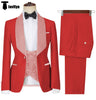 3 Pieces Suit - Fashion Men's Suit Printed 3 Pieces Shawl Lapel Tuxedo For Prom (Blazer+vest+Pants)