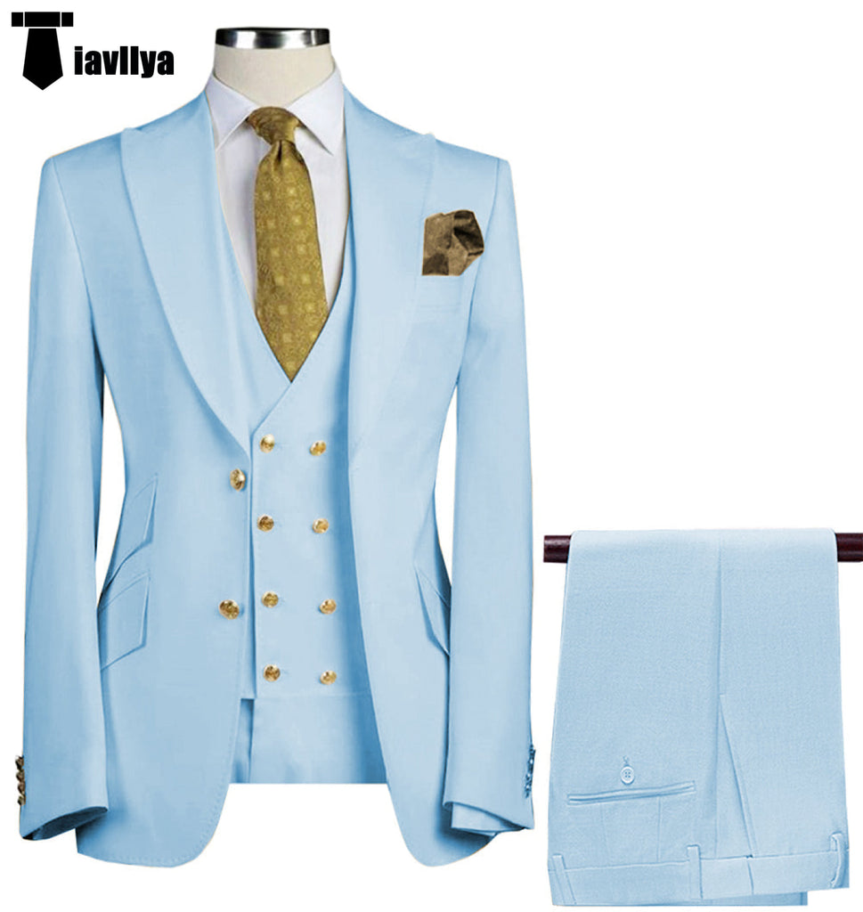 3 Pieces Suit - Formal Men's Suit 3 Piece Peak Lapel Solid Color Tuxedo Wedding (Blazer + Vest + Pants)