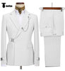 2 Pieces Suit - 2 Piece Men's Suit With Metal Clasp Slim Fit Suit Stylish Tuxedo Suit Set (Blazer+Pants)