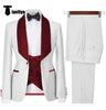 3 Pieces Suit - Fashion Men's Suit Printed 3 Pieces Shawl Lapel Tuxedo For Prom (Blazer+vest+Pants)